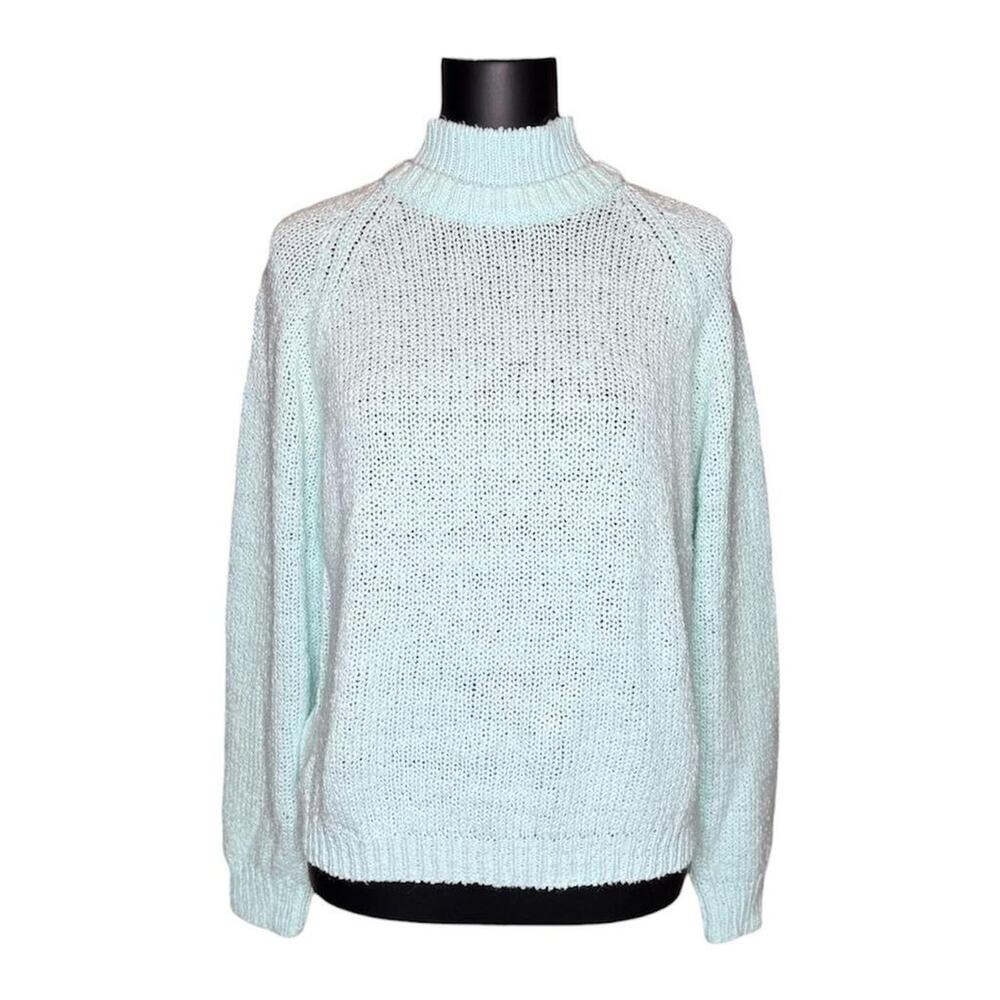 Vintage TOI brand, LS turtleneck light blue sweater, womens size L